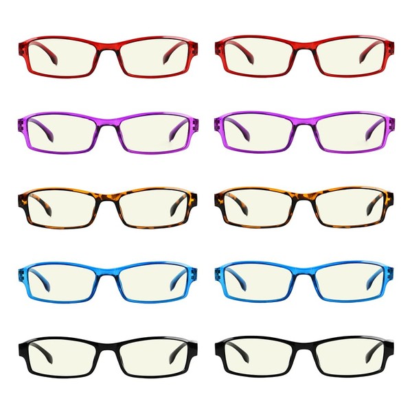 Eyekepper 10 Pack Classic Blue Light Blocking Reading Glasses for
