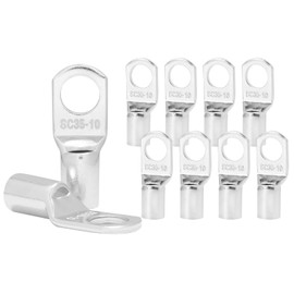 50PCS SC35-10 Tinned Copper Lugs AWG 2,Battery Cable Ends Wire Connectors,Heavy Duty Ring Terminals(50PCS SC35-10)