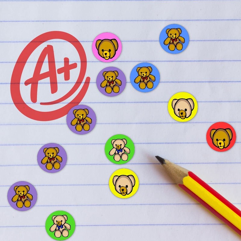 900 Colourful Teddy Bears Mini Dot 10mm Spot Reward Stickers