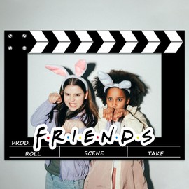 Friends Themed Photo Booth Props, 27.5 x 19.6 in Photo Booth Frame Friends Merchandise Party Decorations Supplies for Birthday, Graduation, Festivals, Anniversary, Wedding (Film Clapper Board Style)