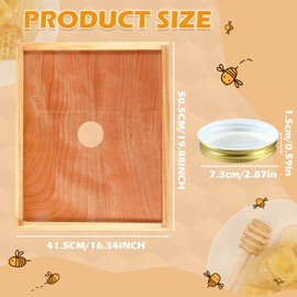 Colingmill 2 Pack Bee Hive Inner Cover and Bee Entrance Feeders for 10 Frame Hive Box Cover with Feeding Hole Insulation Ventilation Inner Cover Perforated for Beekeeping Supplies