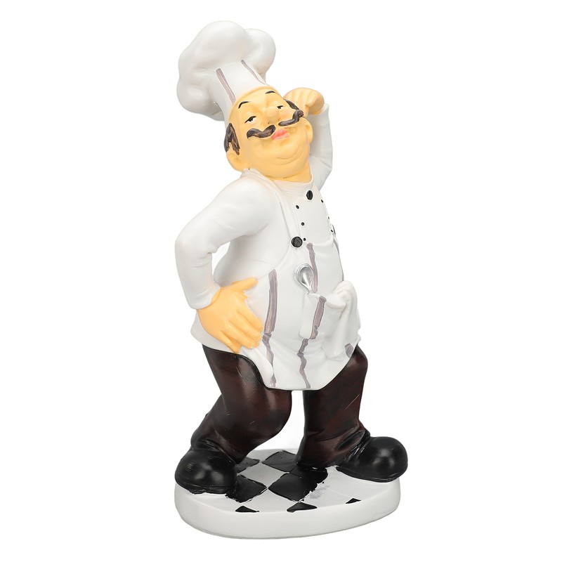 French Chef Figurine 30x14x11cm Resin Funny Chef Sculpture Kitchen Restaurant