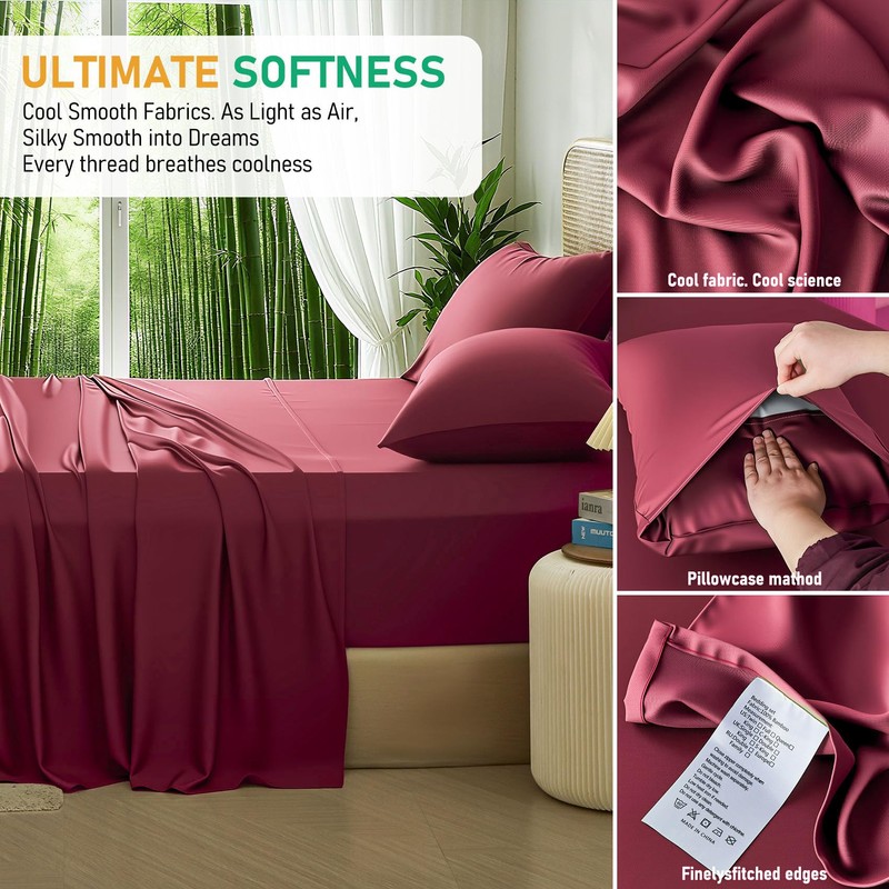 EcoBedsoNight 100% Viscose Derived from Bamboo Sheets Queen Size, Soft