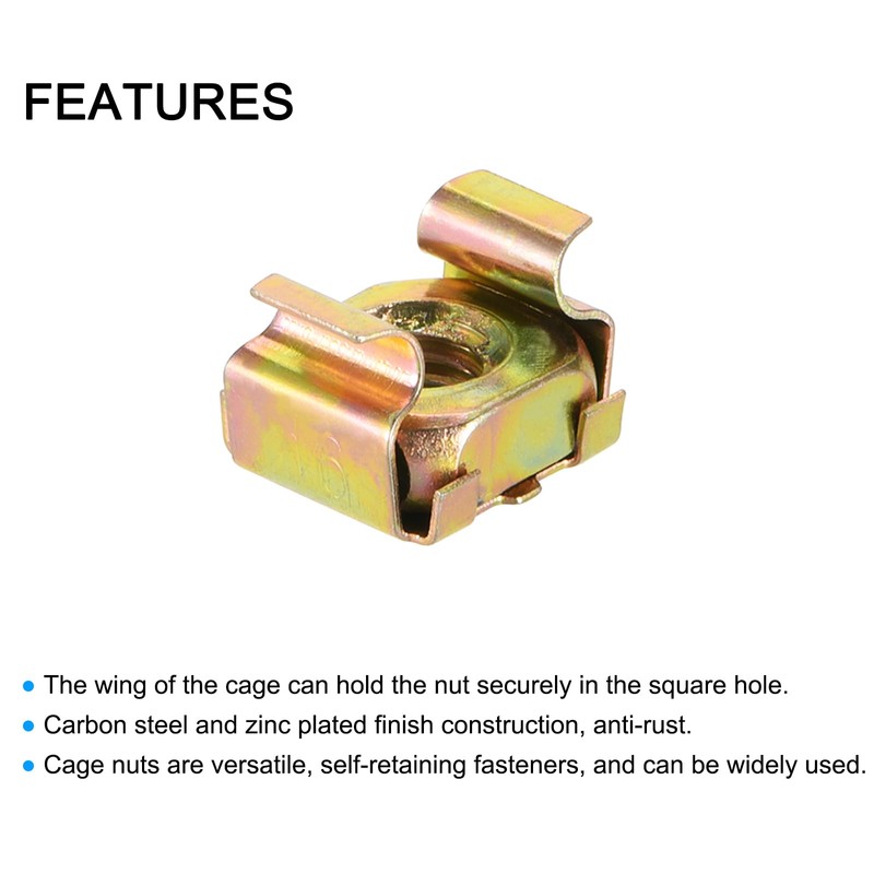 sourcing map M6 Cage Nuts for Server Rack Cabinet, Carbon