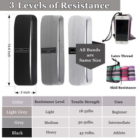 Resistance Bands for Working Out：3 Levels Exercise Bands Workout Bands Set for Women Men, Hip Legs Booty Bands for Home Fitness Gym Yoga Pilates