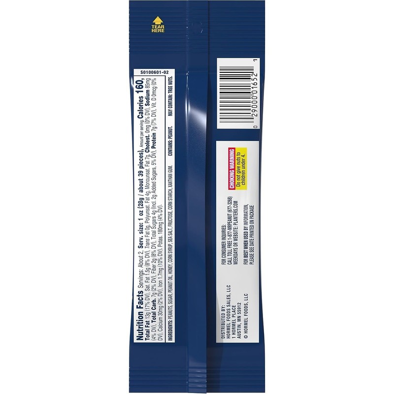 Peanuts Honey Roasted Tube 2.5 oz., Pack of 15