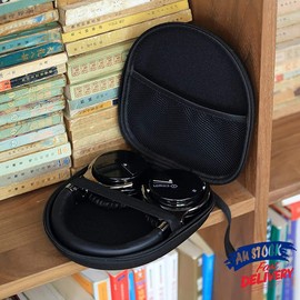 AIMALL Universal Hard Earphone Case, Headset Carrying Box with Mesh Pocket, Durable Nylon Fabric, Compact Storage Bag for Earbuds and Accessories, 8.27 x 7.48 x 2.36 Inches, Black