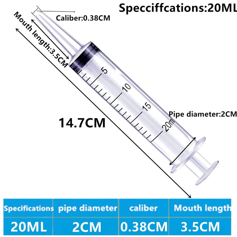 12 Pack 20ml Sterile Plastic Syringes, Multiple Uses Measuring Syringe