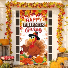OTTPOOM Friendsgiving Party Decorations Friendsgiving Door Cover Friends Thanksgiving Door Banner Happy Friendsgiving Door Decorations,71x35inch
