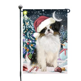 Doggie of the Day Japanese Chin Dog Garden Flags - Have a Holly Jolly Christmas - Double Sided - Yard Lawn Spring Decorative Gift - Home Decor 12 1/2"w x 18"h - GFLAG252838