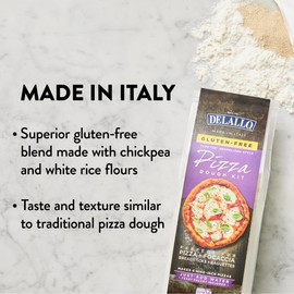 DeLallo Gluten Free Flour Pizza Kit, 17 Oz Bag, (2 Pack), All Purpose Pizza Dough Mix for Baking Crust, Bread and Calzones, Vegan, Dairy Free