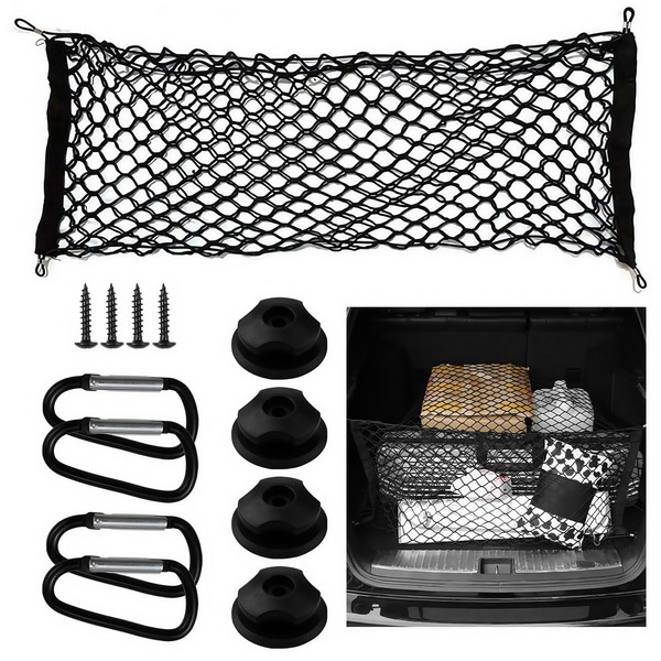 Cargo Storage Net for SUV, Universal Adjustable Trunk Organizer, Double-Layer