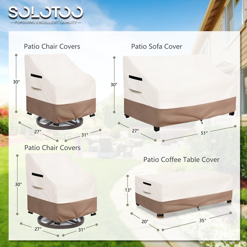 Patio Furniture Covers Waterproof 4 Piece, Extra Small
