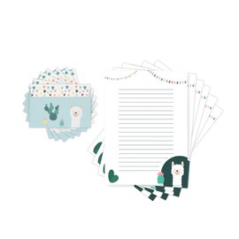 Friendly Fox Children's Writing Paper with Lines – 20 Sheets with Envelope – DIN A4 Writing Paper for Children Girls Boys