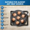 StarBlue 7-Hole Cast Iron Aebleskiver Pan Detachable Wooden Handle, Pre-Seasoned,