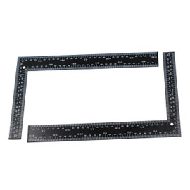 feedal L-Shaped Metric Square Carpenter's Ruler Made of Hardened Stainless Steel for Precise Cutting, Trimming, Cutting and Measuring - Black
