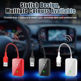 Wirelesss Adapter, 10 Meters Range Plug and Play 5.0GHz Fast Transmission with Voice Control Capabilities, Compatible with Over 98% Car for iOS, Only Suitable for iOS, ABS (Black)