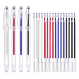 YSTrillion Heat Erase Pens 4 Colours Marking Pen for Fabric, Fabric Marking Pens, Heat Erasable Fabric Pens with 20 Refills for Dressmaking, Sewing, Various Fabric Colours