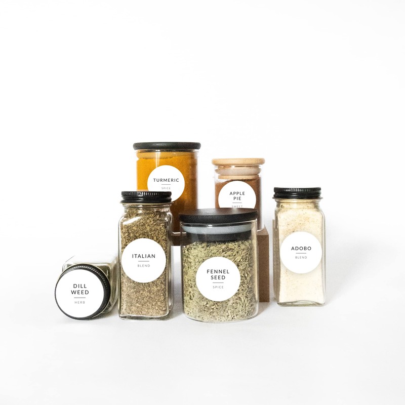 Minimalist Round Spice Labels for Lids - 140 Spice Jar