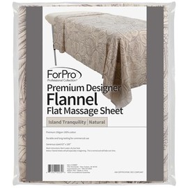 ForPro Premium Designer Flannel Flat Sheet for Massage Tables, Island Tranquility, Ultra-Light, Stain and Wrinkle-Resistant, 63" W x 100" L, Natural