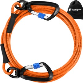 Dog Tie Out Cable 50FT, 1500LBS Break Strength, Heavy Duty Dog Leads with Lockable Swivel Hook for Yard and Outside, Chew & Rust Proof Dog Run Cable for Medium Large Dogs