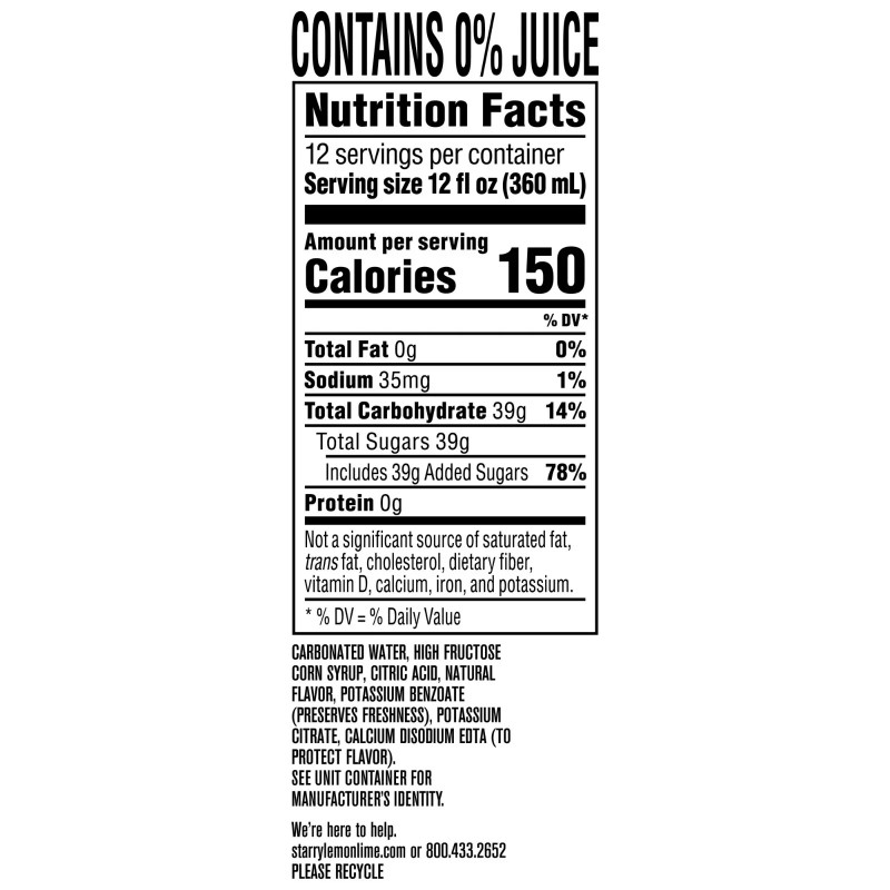 Starry Lemon Lime Soda Pop, 12 fl oz, Pack of