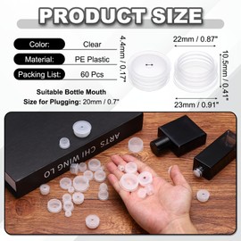PATIKIL 60pcs 20mm Plastic Bottle Adapters Drop-in Bottle Plug with Hole Dispenser Cap Lab Stopper for Lab, Home, Outdoor, Cosmetics, Shampoo, Essential Oils, Clear