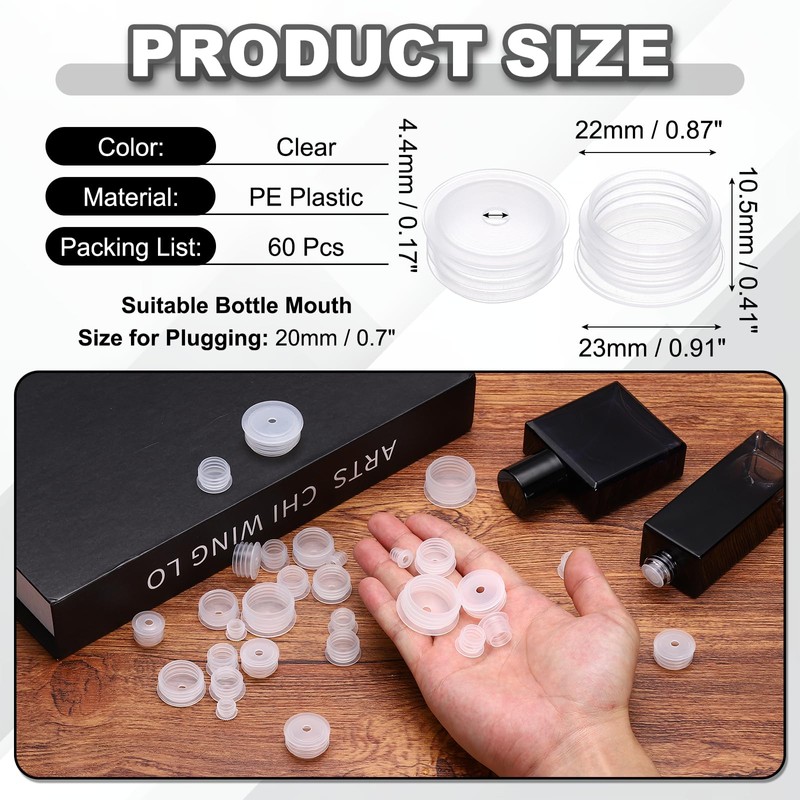 PATIKIL 60pcs 20mm Plastic Bottle Adapters Drop-in Bottle Plug with