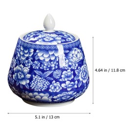 frymmx Airtight Ceramic Coffee Canister with Lid - Blue Kitchen Storage Jar for Coffee, Tea, Dry Food |Leakproof Ceramic Jar, Decorative Canisters for Pantry Organization (Blue & White)