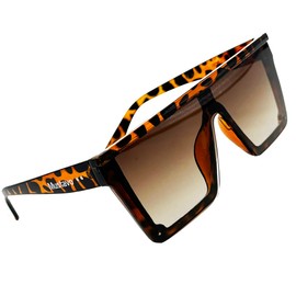 Mustavo Tortoiseshell Womens Oversize Flat Top Sunglasses | Full UV400 Protection Tortoise Shell | Ladies Classic Retro Design For Her