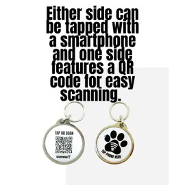 Sharewear Waterproof NFC & QR Code Smart Pet ID Tag, Free Modifiable Digital Profile, No Subscriptions, No Apps Needed, Compatible with Smartphones. (White)