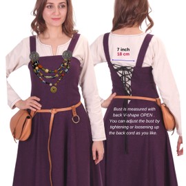 Anna - Medieval Viking Apron Overdress with Laced Back - Made in Turkey-Pur-XS/S