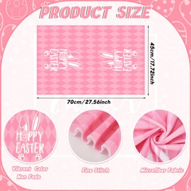 Patelai 6 Pcs Easter Kitchen Towels Pink Bunny Dish Towels Cotton Buffalo Plaid Happy Easter Hand Towels Rabbits Spring Flowers Eggs Tea Towels for Bathroom Home Housewarming Gift