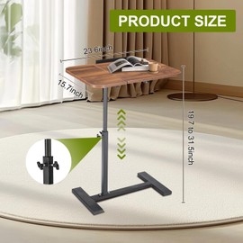 COBATANG COBATANG Adjustable Overbed Table, Split Top Tilting Overbed Bedside Table with Swivel Hidden Wheels, Mobile Laptop Computer Standing Desk, Portable Side Table for Home and Hospital Use (Walnut)