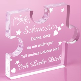 RISFIHEI Sister Gift for Sister Birthday, Gifts for Sister Engraved Acrylic Block Puzzle Sister, Gift Sister