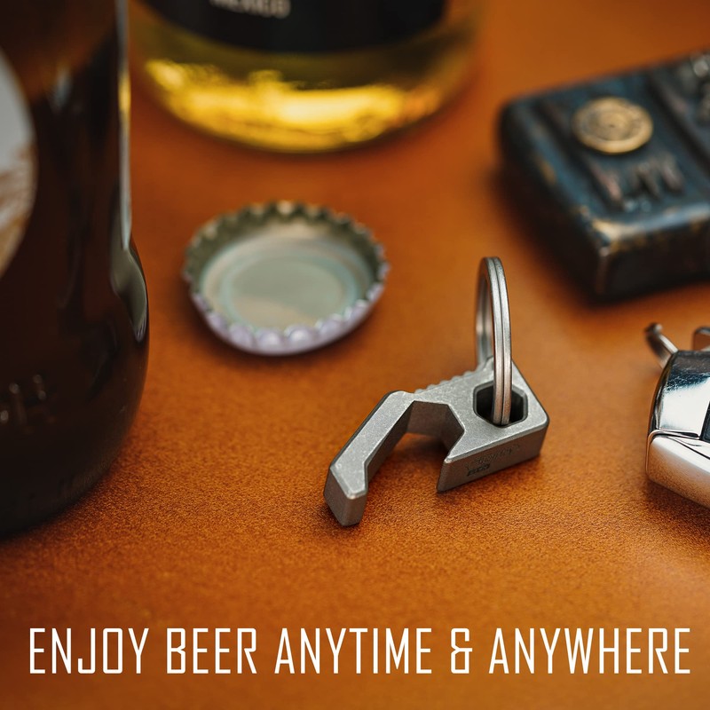 KeyUnity KA13 Titanium Bottle Opener Keychain, 2 in 1 EDC