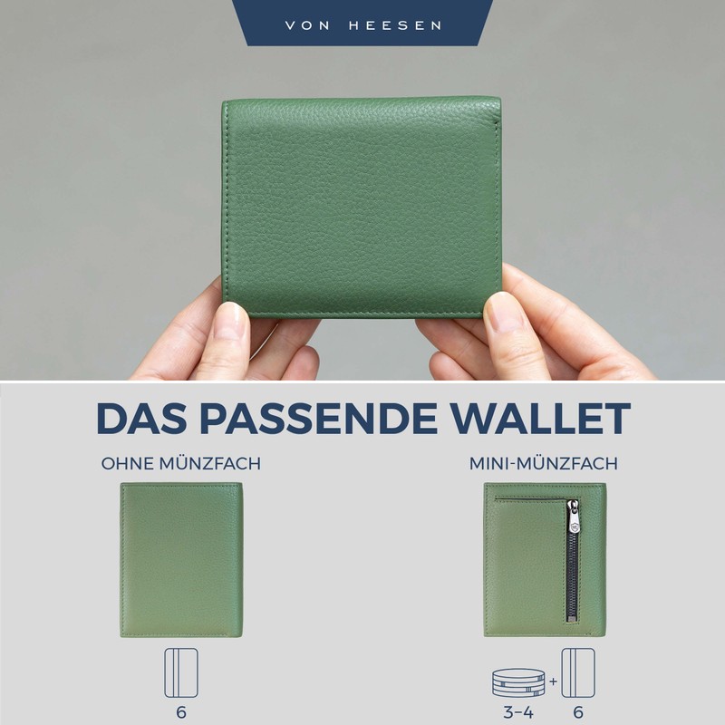VON HEESEN® Wallets Men & Women, Green, Without coin compartment,