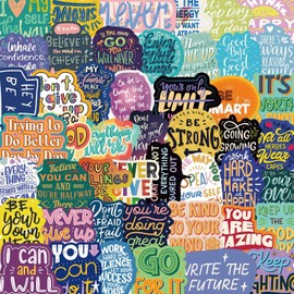 50PCS Unique Motivational Stickers for Teens & Adults – Inspirational Affirmation Vinyl Decals, Waterproof & Durable, Perfect for Water Bottles, Laptops, Journals, Vision Boards, Scrapbooks & Gifts