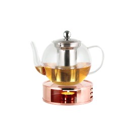 Echtwerk Tea warmer, stainless steel tea warmer, round tea and coffee warmer, base for all standard tea and coffee pots, copper edition