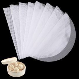 8 Pcs Round Silicone Steamer Liners, 11inch Non-stick Silicone Steamer Mesh Mat Reusable Dumplings Bamboo Basket Inserts Pad Dim Sum Mesh for Home Kitchen Restaurant Cooking and Baking