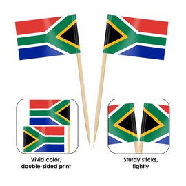 AhfuLife Pack of 100/200 Cocktail Stick Flags, Toothpick Flag for Sandwich Food Cupcake Toppers Cocktail Fruit Tableware Party Supplies (200 Pieces, South African Toothpick Flag)