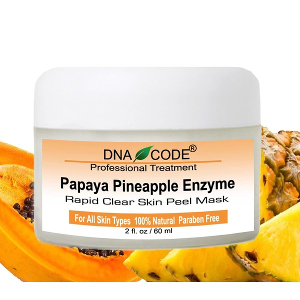 DNA Code-20% Papaya Pineapple Glycolic Enzyme Clear Skin Mask Peel w/Argireline, Hyluronic Acid, Glycolic Acid, Vit. C, E, CoQ10.