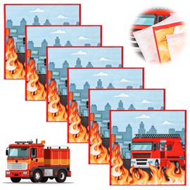 Pack of 40 Napkins Fire Brigade, Square Fire Brigade Napkins, Children's Fire Brigade Napkins, Birthday Napkins, Birthday Napkins Birthday Boy Party Napkins Birthday (33 x 33 cm)