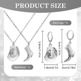 Ninnyi 4 Pcs Cowboy Accessories for Women, Western Cowgirl Necklace with Earrings for Cowgirl Party or Daily Wear