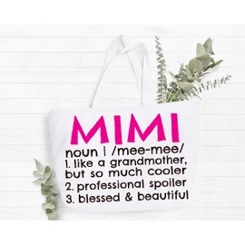 COCOVICI Mimi Tote Bag | Mimi Definition Tote Bag | Grandma Gifts | Mimi Gifts | Mimi Christmas Gift | Christmas Gift from Grandkids (Mimi Definition Pink/Black Font)