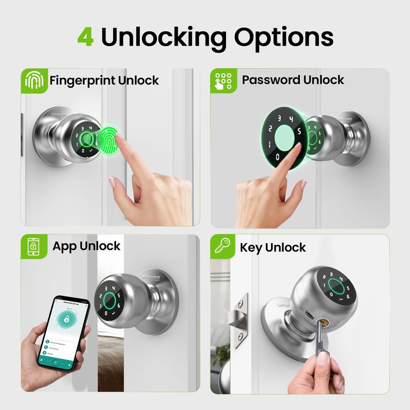 GHome Smart Fingerprint Door Lock, 4 in 1 Smart Fingerprint