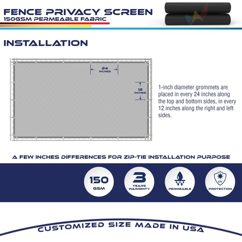 Windscreen4less 6' x 25' Privacy Fence Screen in Black with