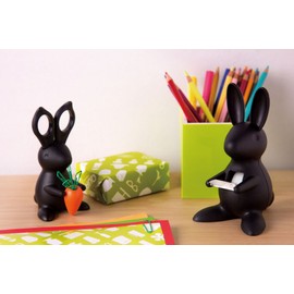 Qualy Rabbit Scissors and Paper Clips Holder Pink