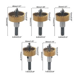 Rowiz 5PCS 30/32/35/38/40mm HSS Hole Saws Set for Thin Metal,Cut Hole Saw for Stainless Steel and Metal Pipes and Iron Plate and Steel Plate and Carbide, Metal Hole saw Kit with Mandrel and Pilot Bit
