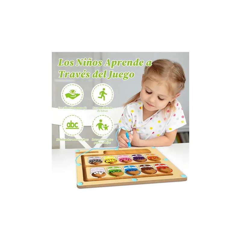 Heibago Laberinto Magnético de Madera Montessori para Niños 3 Años